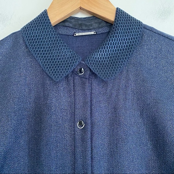 Elie Tahari Navy/Silver Foil Sleeveless 'Samiyah' Shimmer Dress - Picture 5 of 7